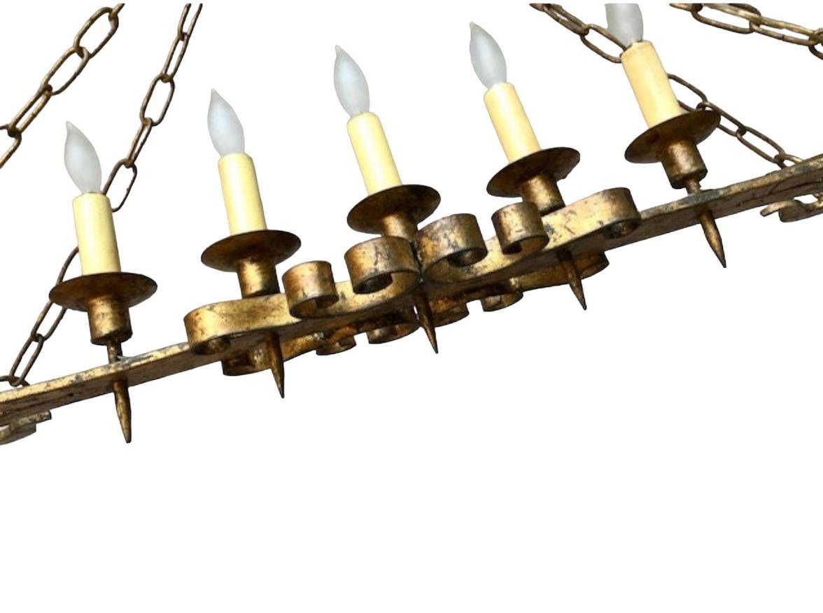 Antique Iron Chandelier, Rustic Entryway Light