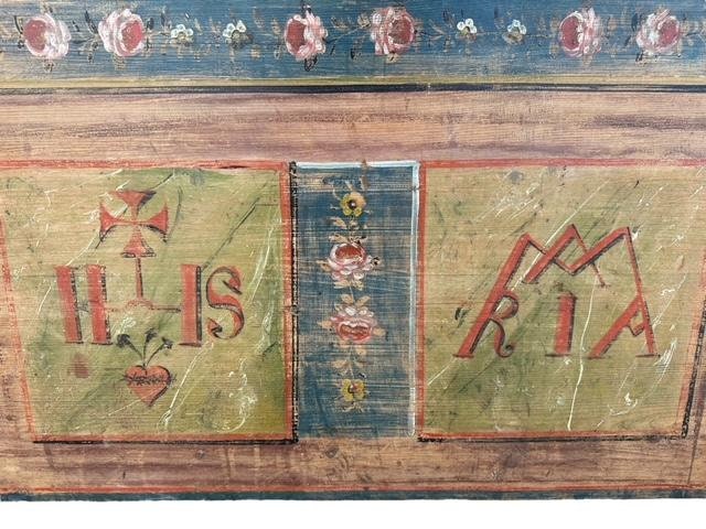 Painted Bavarian Bed Frame, Hand Painted