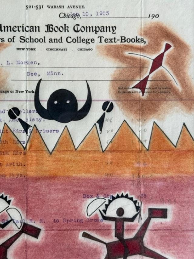 Ledger Drawing by Travis Blackbird, 1903 Book Company Invoice