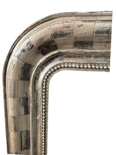 French Louis Silver Leaf Wall Mirror, 19th Century