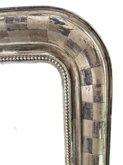 French Louis Silver Leaf Wall Mirror, 19th Century