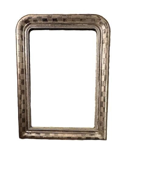 French Louis Silver Leaf Wall Mirror, 19th Century
