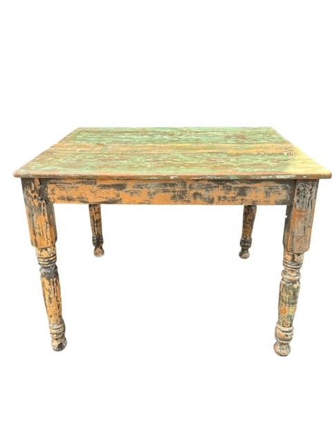 Rustic Green Mexican Table, Spanish Style, 39 Inches Long