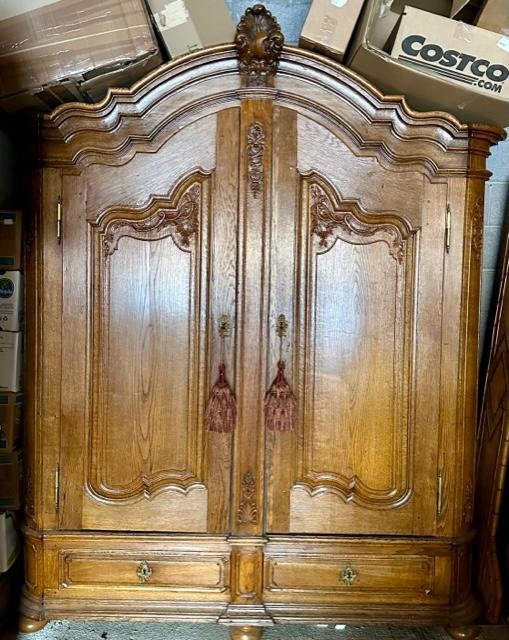 Large Antique French Armoire with Drawers in Base, Shipping is Additional