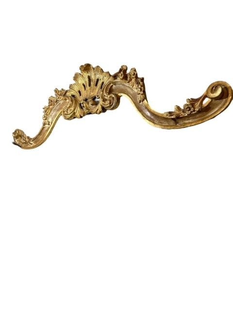 Gold Leaf Hand-Carved Over-the-Door Pediment, 59 Inches Wide