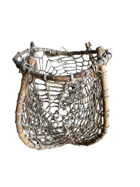 Tarahumara Rawhide Sinew Woven Twig Basket, Wall Hanging