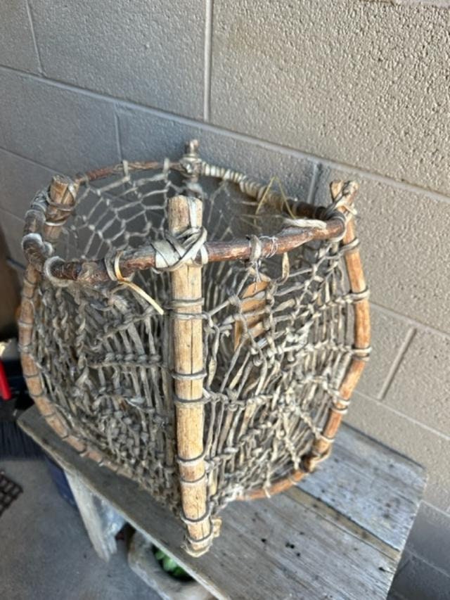 Tarahumara Rawhide Sinew Woven Twig Basket, Wall Hanging