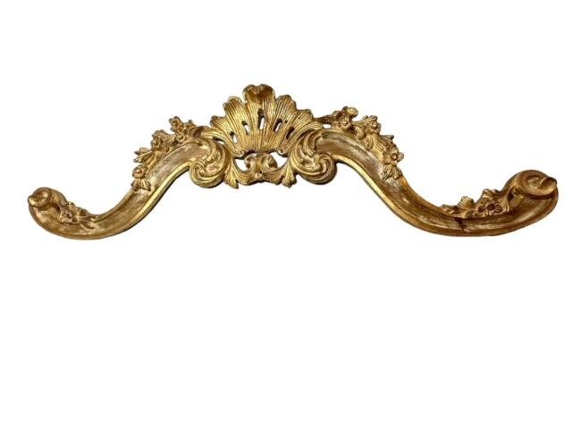 Gold Leaf Hand-Carved Over-the-Door Pediment, 59 Inches Wide