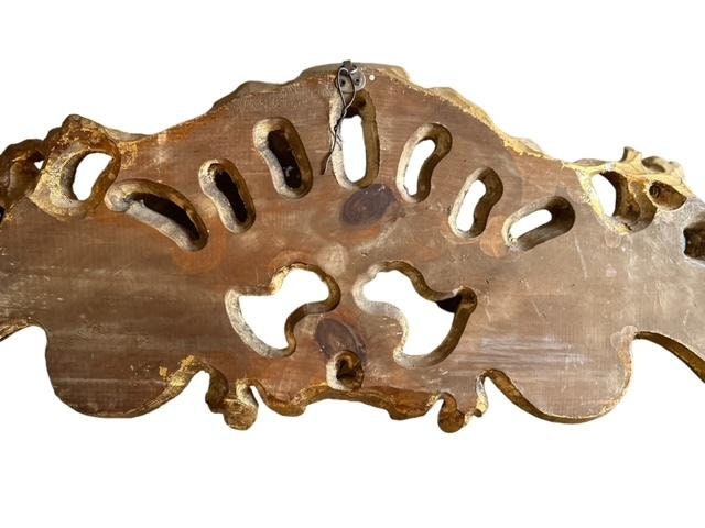 Gold Leaf Hand-Carved Over-the-Door Pediment, 59 Inches Wide