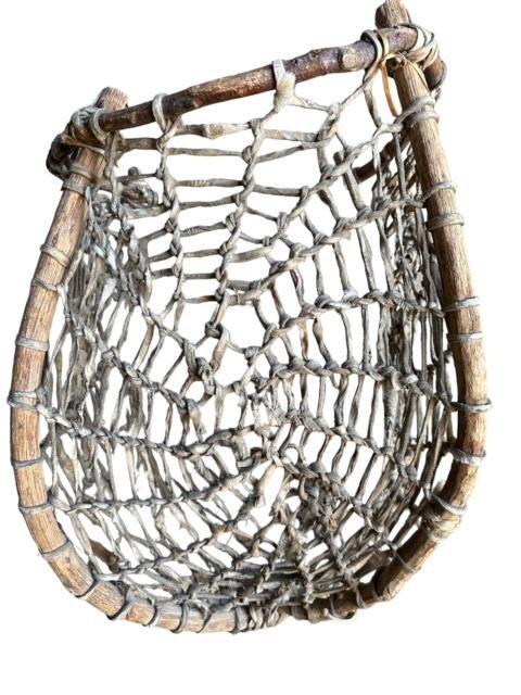 Tarahumara Rawhide Sinew Woven Twig Basket, Wall Hanging