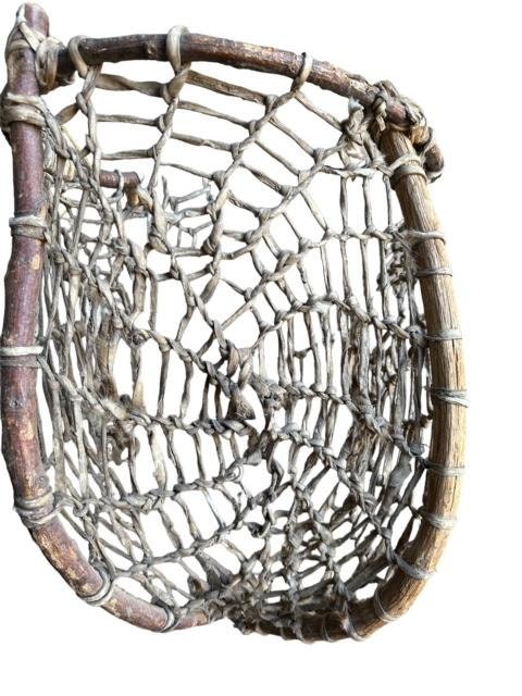 Tarahumara Rawhide Sinew Woven Twig Basket, Wall Hanging