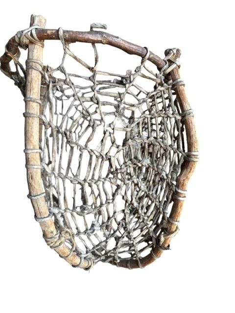 Tarahumara Rawhide Sinew Woven Twig Basket, Wall Hanging