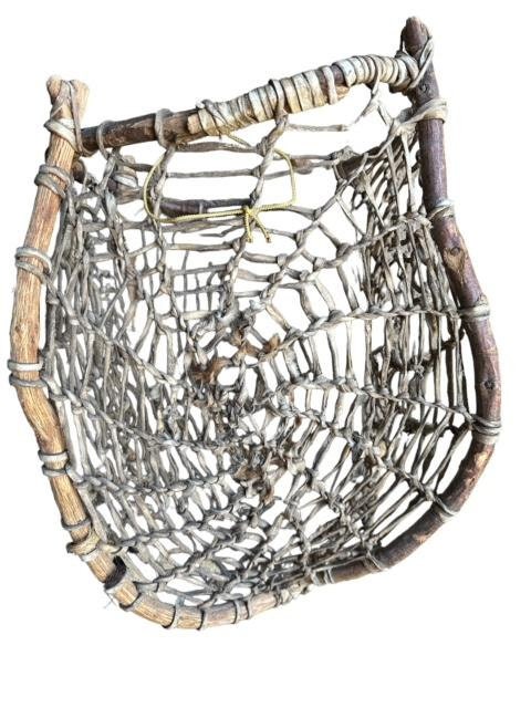 Tarahumara Rawhide Sinew Woven Twig Basket, Wall Hanging