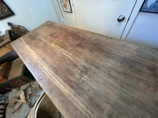 Antique Mexican Farm Table, Original Green Paint
