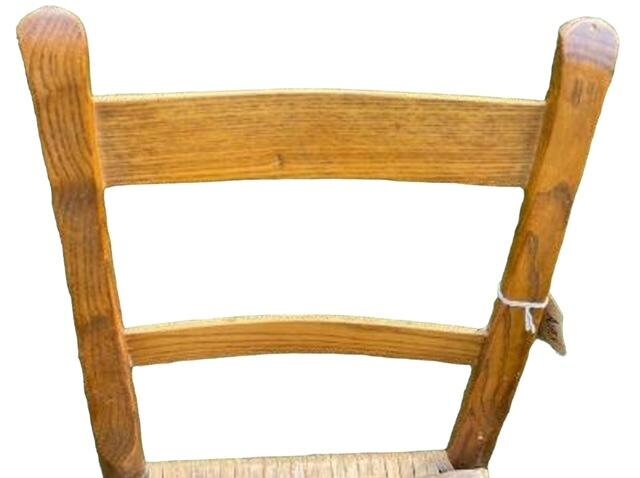 Pair of Oak Ladder-Back Chairs, Woven Seats