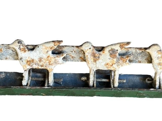 Cast Iron Shooting Gallery Target Rack of Birds with Reset Bar, 1900s