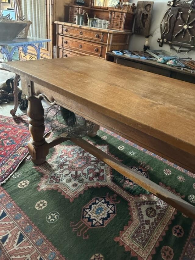 Oak Library Refectory Dining Table, 1900s