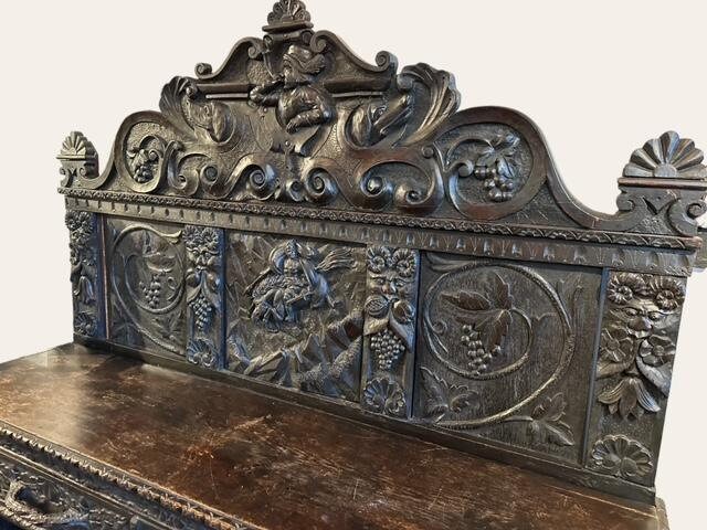 19th Century Hunt Sideboard, Neo-Renaissance Carved