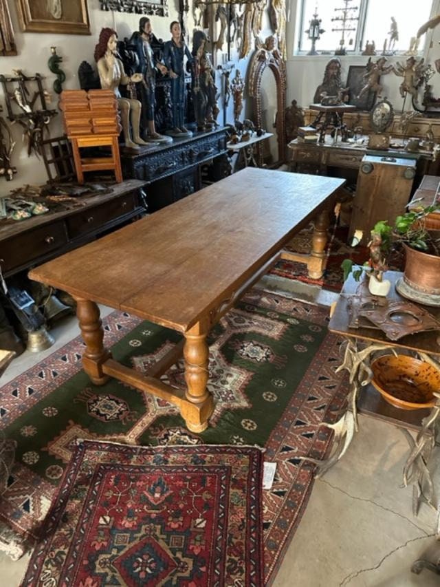 Oak Library Refectory Dining Table, 1900s