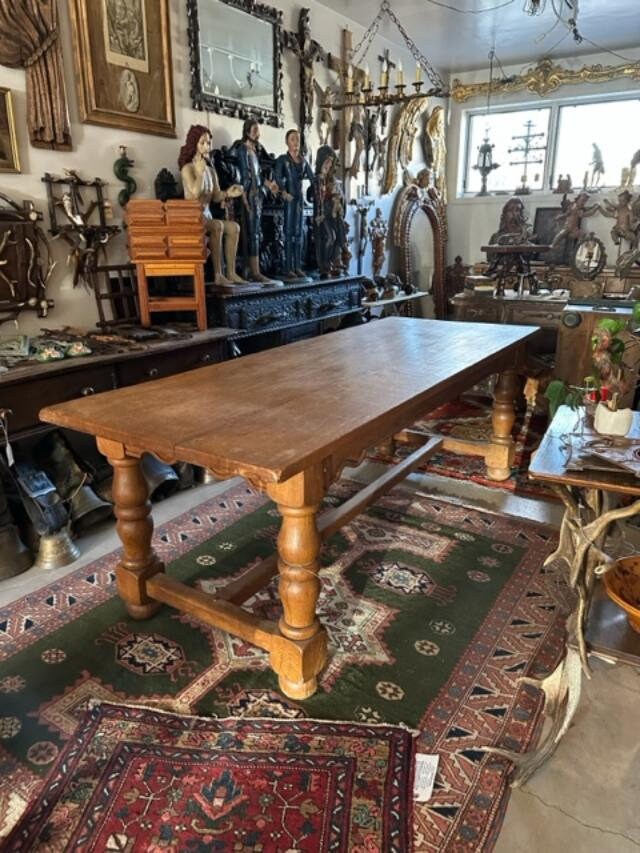 Oak Library Refectory Dining Table, 1900s