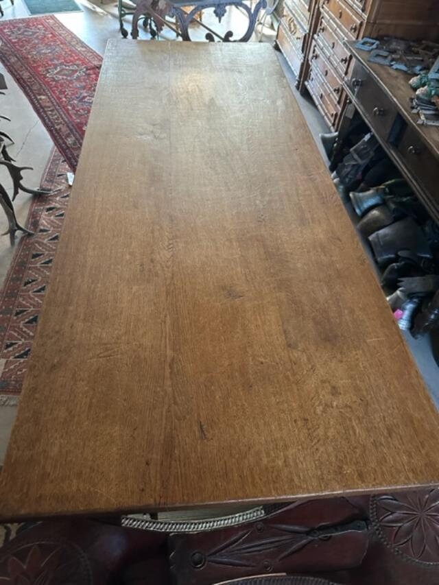 Oak Library Refectory Dining Table, 1900s