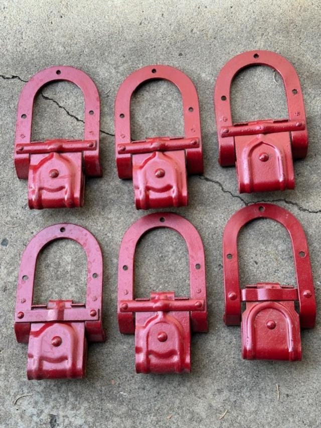 Set of 6 Antique Horseshoe Barn Door Rollers, Refurbished