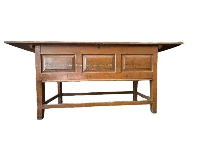 Primitive French Dough Table Sideboard, Lift-Top