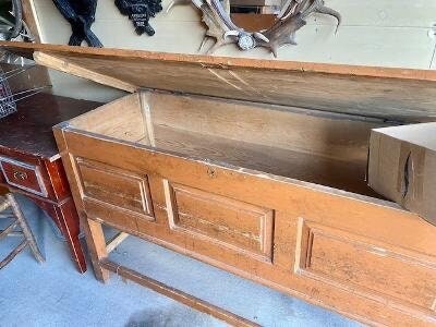 Primitive French Dough Table Sideboard, Lift-Top