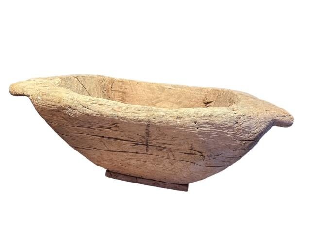 Primitive Alpine Wood Mortar Bowl, Chalet Decor