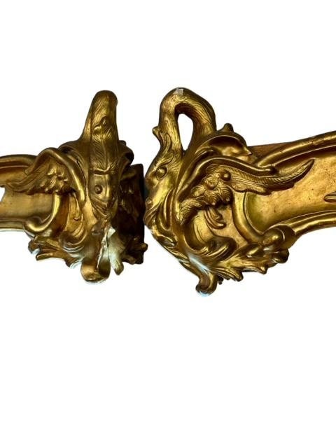 Pair of Carved Gilded Valances from Austrian Castle, 19th Century
