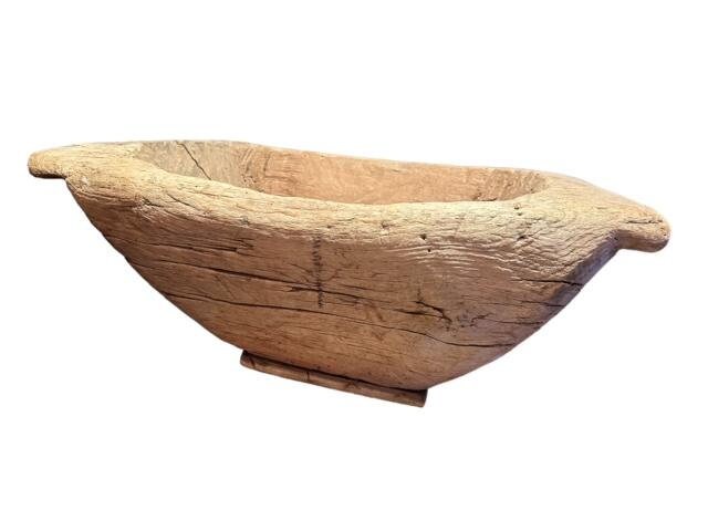 Primitive Alpine Wood Mortar Bowl, Chalet Decor