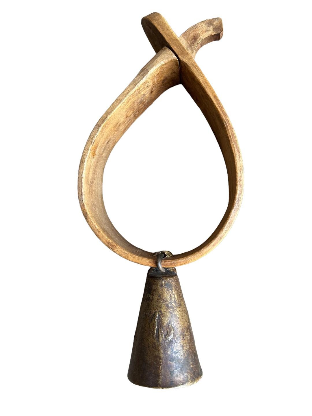 Austrian Goat Bell with Wood Collar, Alpine Chalet Decor