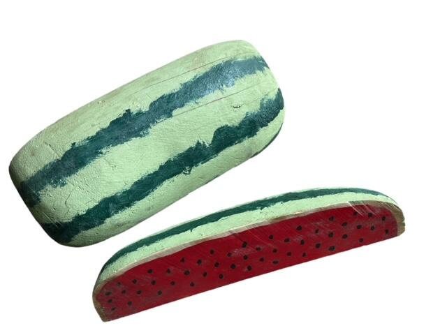 David Alvarez Signed Watermelon Slice Sculpture, Santa Fe Folk Art, 1980s