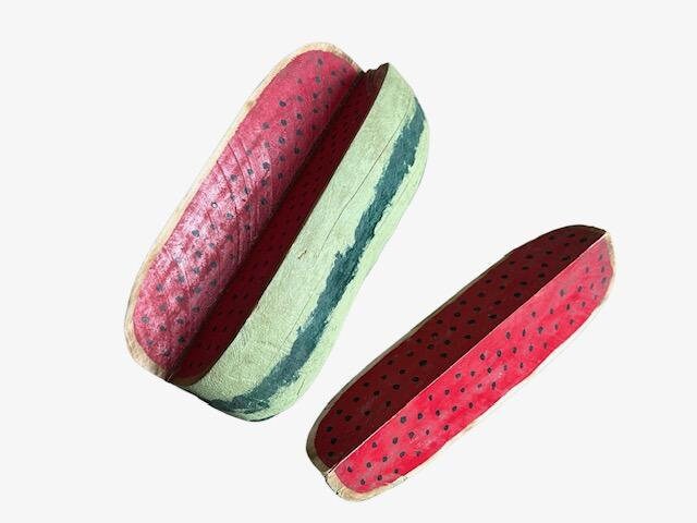 David Alvarez Signed Watermelon Slice Sculpture, Santa Fe Folk Art, 1980s