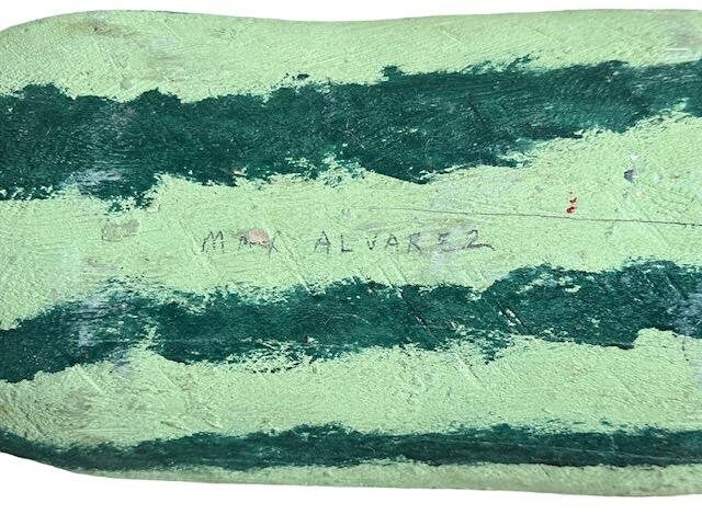 David Alvarez Signed Watermelon Slice Sculpture, Santa Fe Folk Art, 1980s