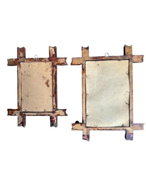 Pair of Black Forest Carved Wood Frames with Original Glass, 19th Century