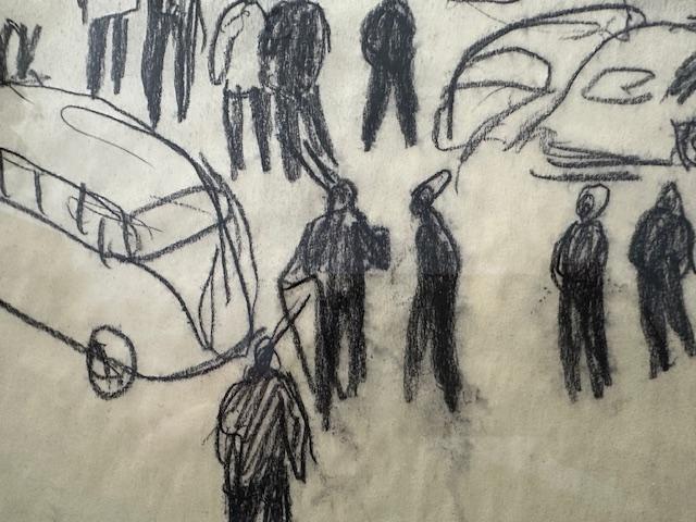 Vintage Pencil Skier Drawing, Innsbruck, 1970s