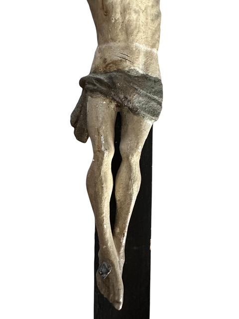 Wood Carved Crucifix with Mary and Jesus, Bavaria, 19th Century