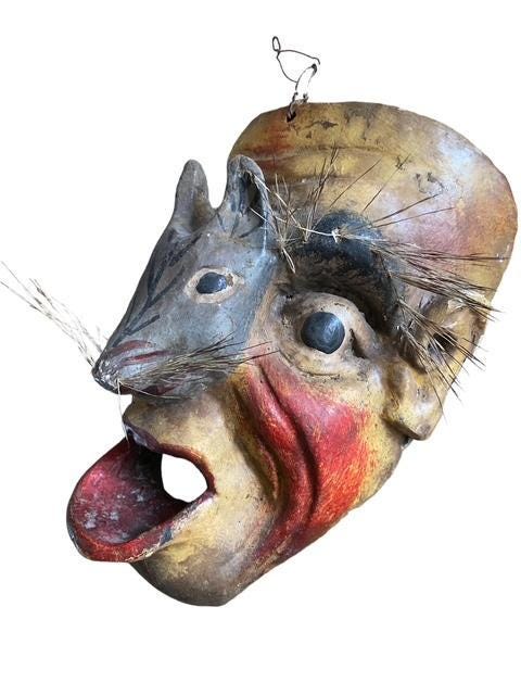 Carved Wood Mask with Fox, 1950s