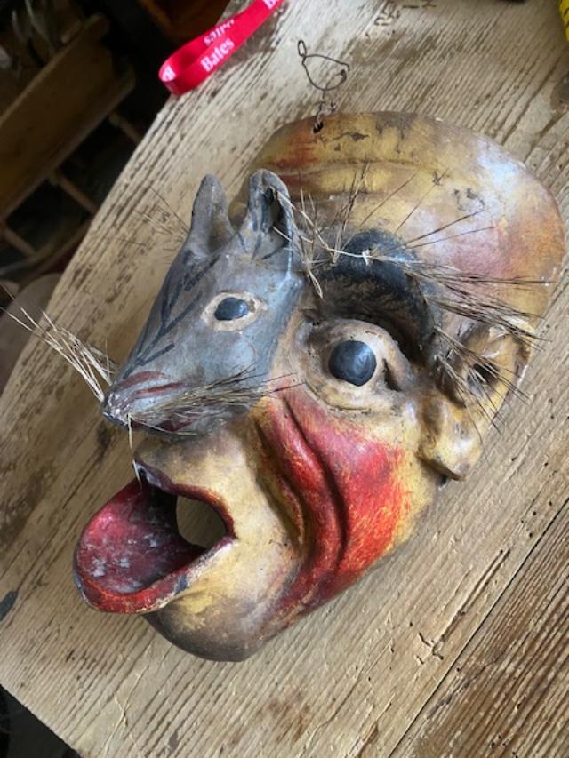 Carved Wood Mask with Fox, 1950s