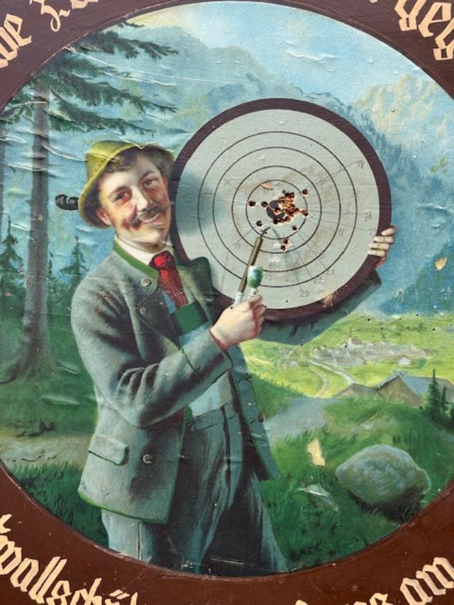 German Shooting Target with Bullet Holes, 1940, Black Forest Decor