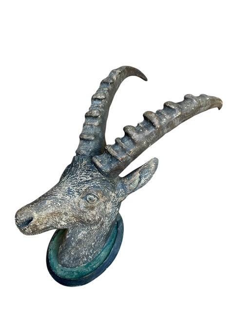 Black Forest Hand-Carved Steinbock Goat Head, Innsbruck Austria
