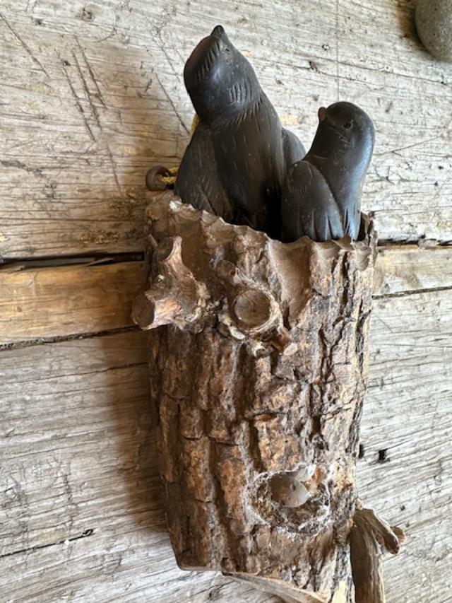 Wood Birds in Hollow Branch Tree Sculpture, Austria, 1900s