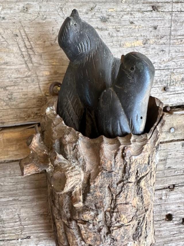 Wood Birds in Hollow Branch Tree Sculpture, Austria, 1900s