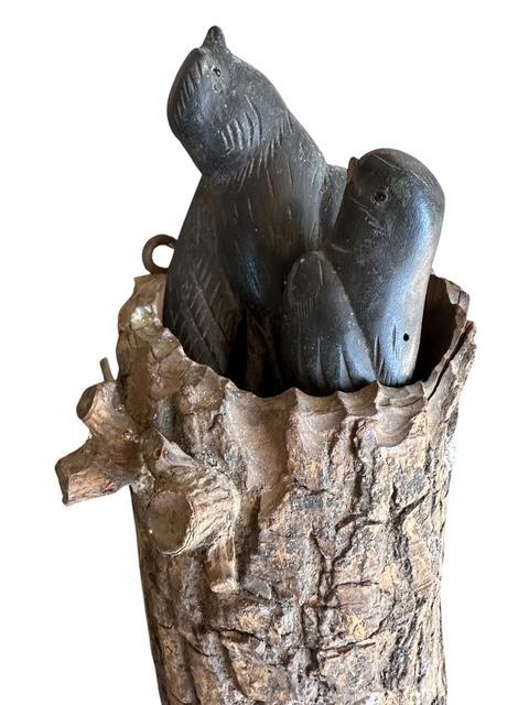 Wood Birds in Hollow Branch Tree Sculpture, Austria, 1900s