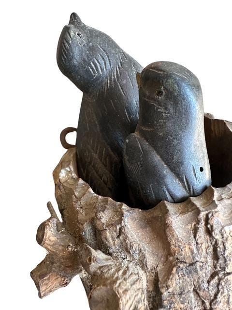 Wood Birds in Hollow Branch Tree Sculpture, Austria, 1900s