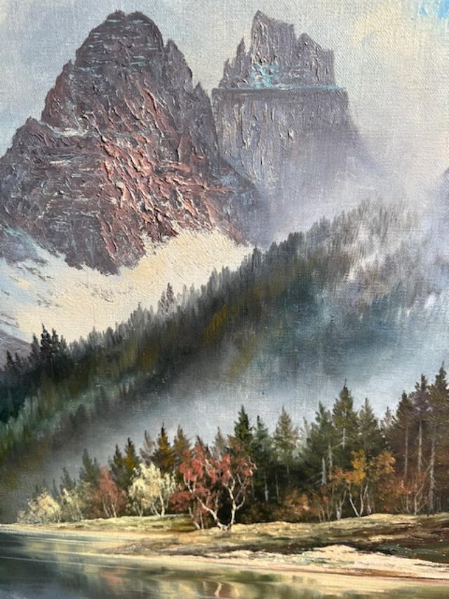 Alpine Mountain Oil Painting by Arno Lemke, 1930s