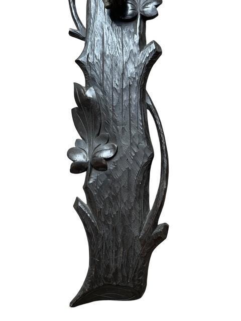 Large Black Forest Bavarian Crucifix, Hand-Carved Faux Bois