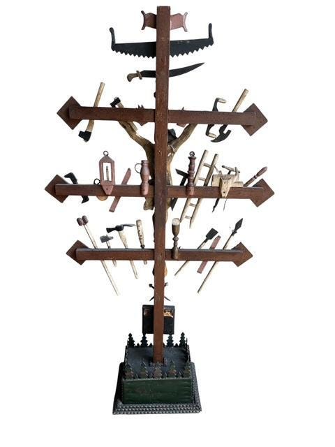 Outstanding Arma Christi Crucifix, Bavarian Folk Art Wood Carving