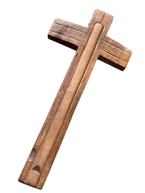 Wood Reliquary Cross from Bavaria, 19th Century (Relics Missing)